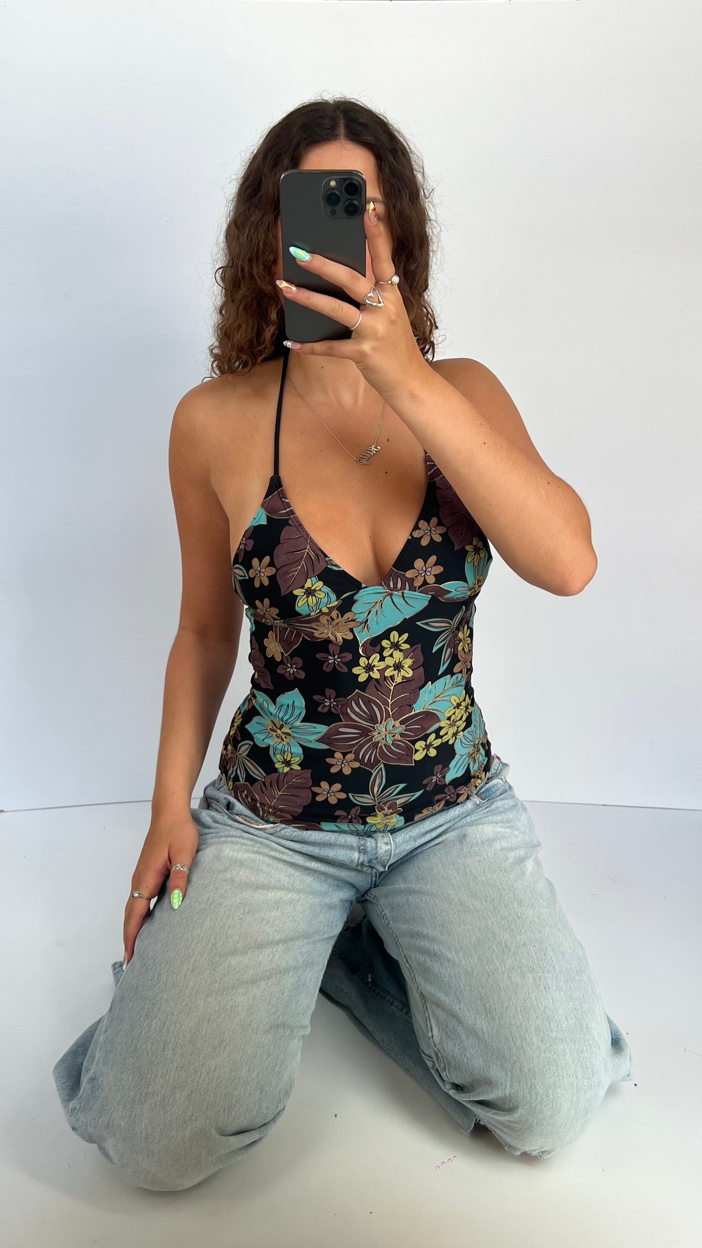 00s brown floral cami- size S