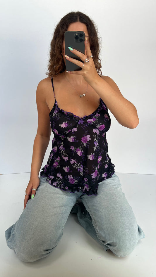 00s purple floral cami- size XL