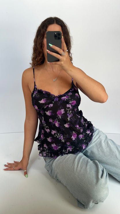 00s purple floral cami- size XL