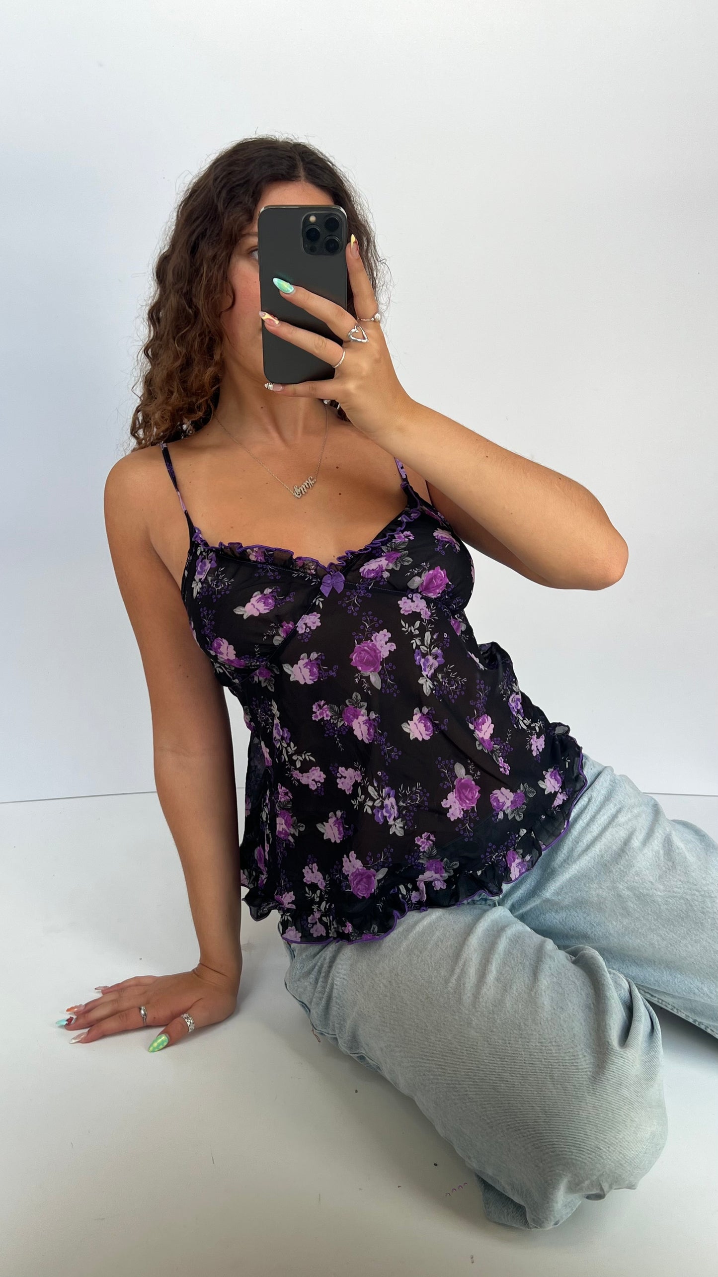 00s purple floral cami- size XL