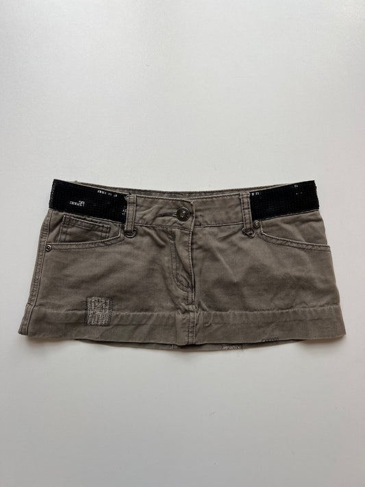 00s brown denim mini skirt- size XS