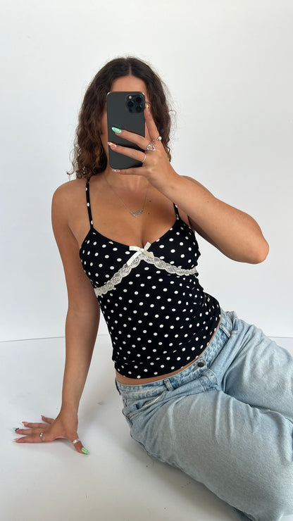 00s black polka dot cami- size S