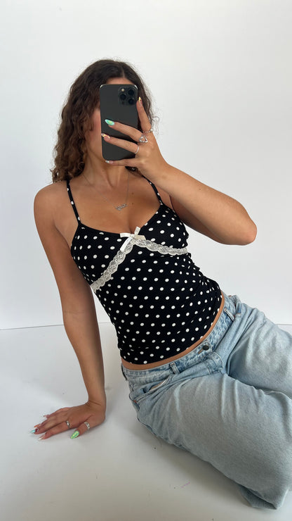 00s black polka dot cami- size S