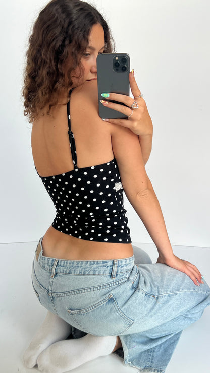 00s black polka dot cami- size S