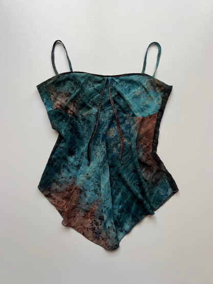 00s brown blue mesh cami- size XS