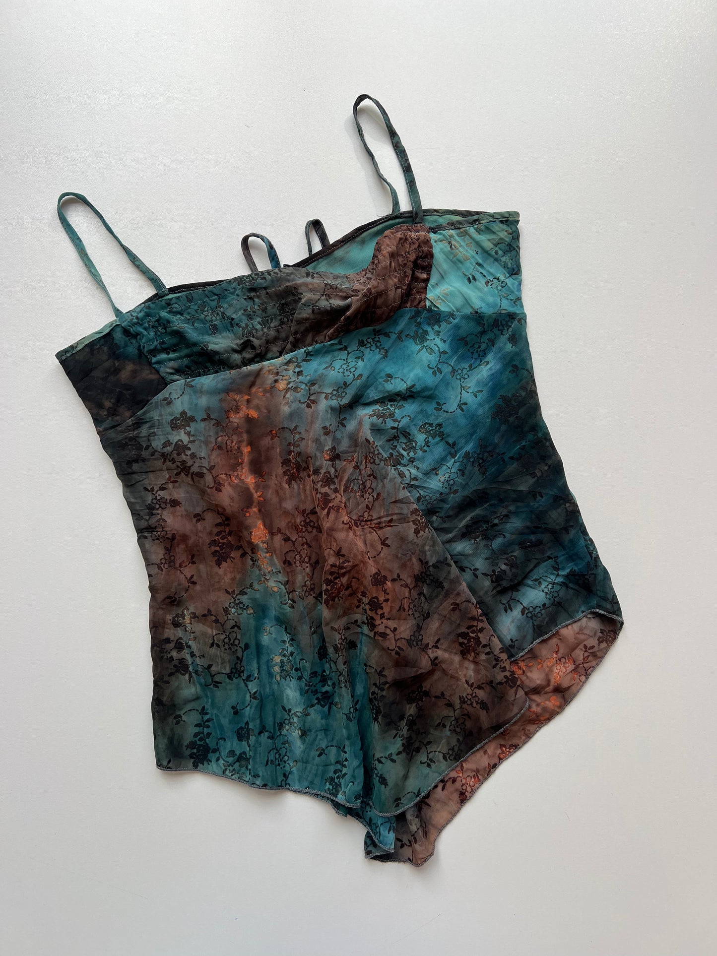 00s brown blue mesh cami- size XS