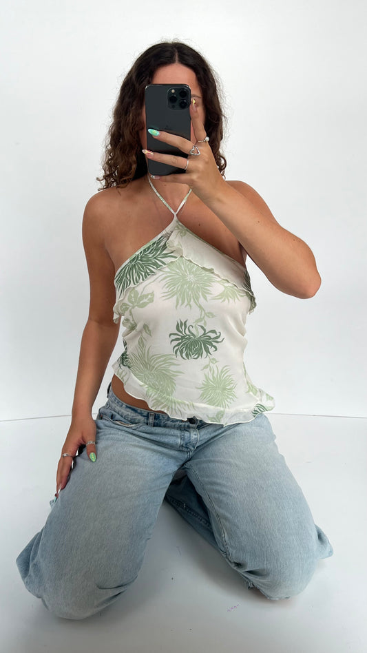 00s white green mesh cami- size M