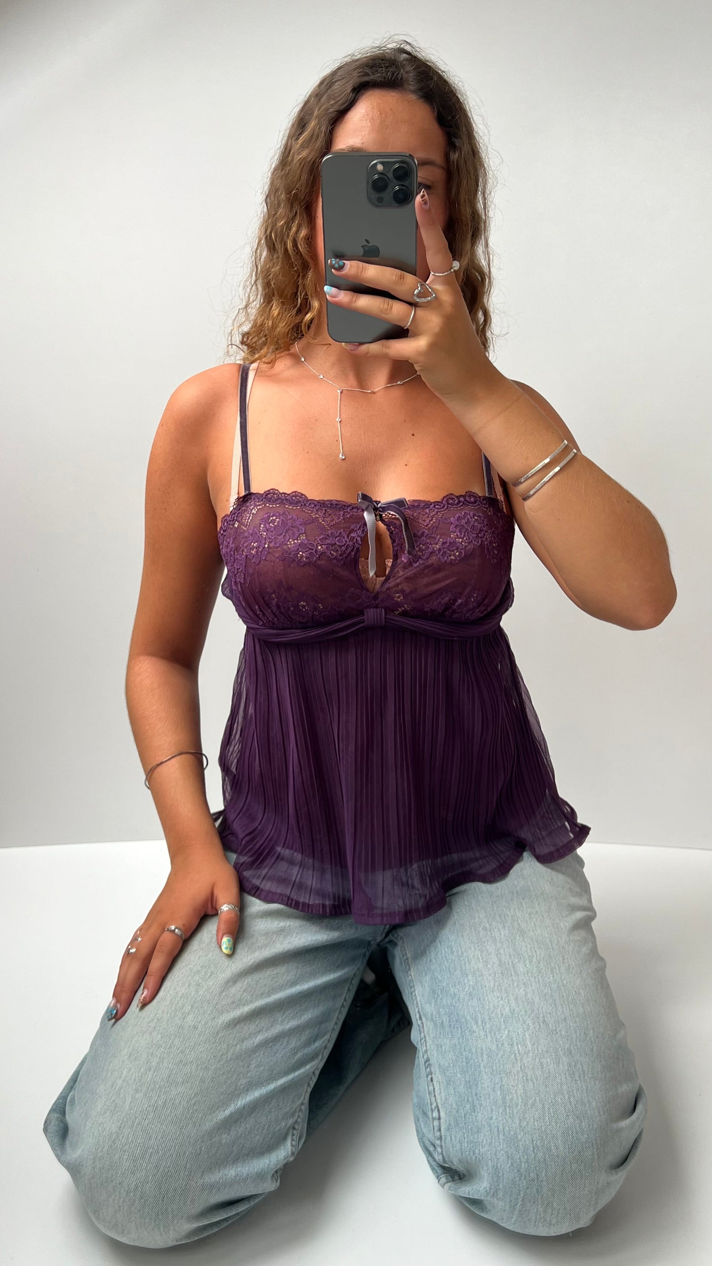 00s purple pleated cami- size S