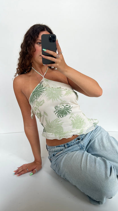 00s white green mesh cami- size M