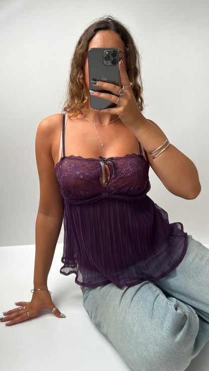 00s purple pleated cami- size S
