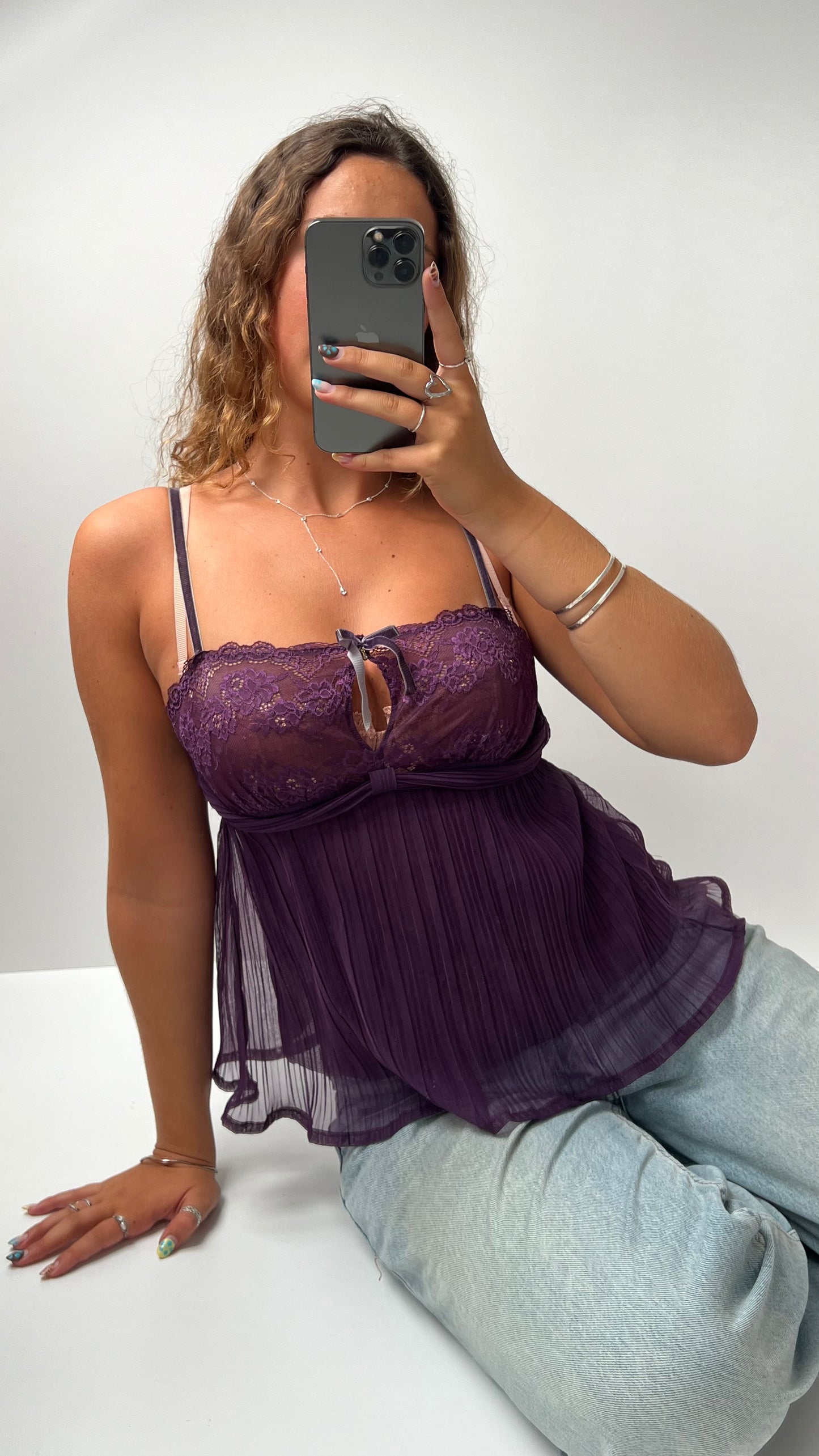 00s purple pleated cami- size S