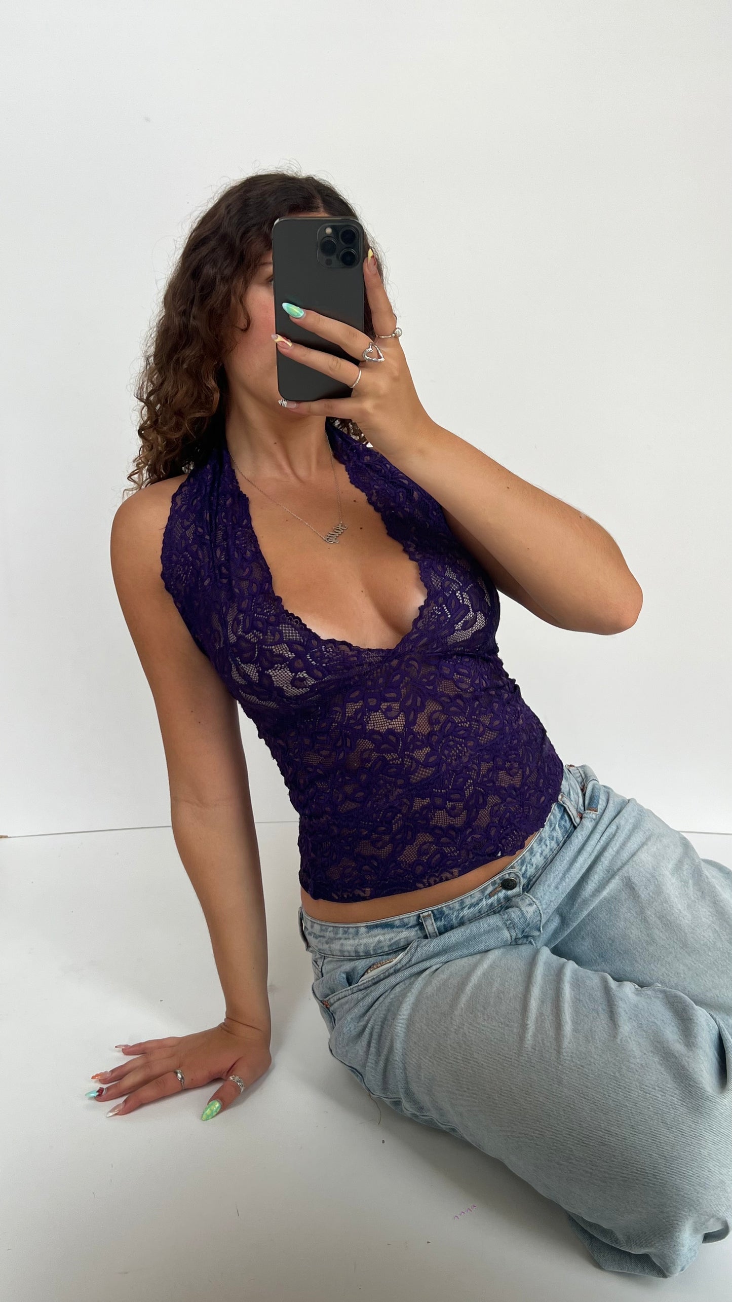 00s purple lace cami- size S