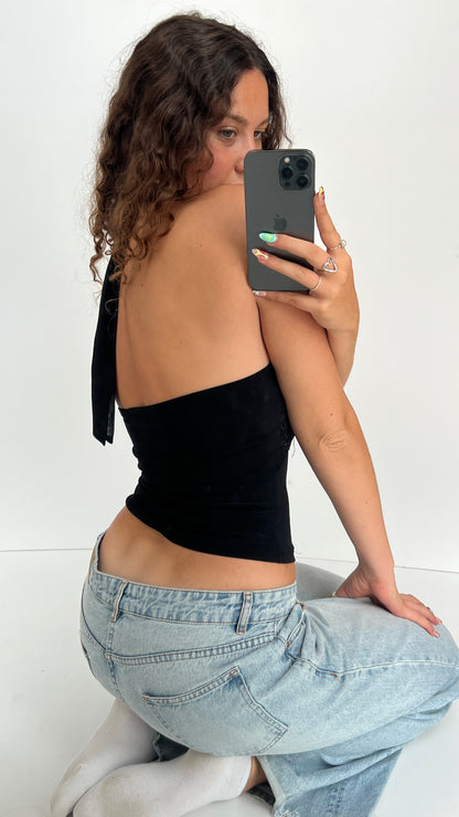 00s black sequin halter cami- size S/M