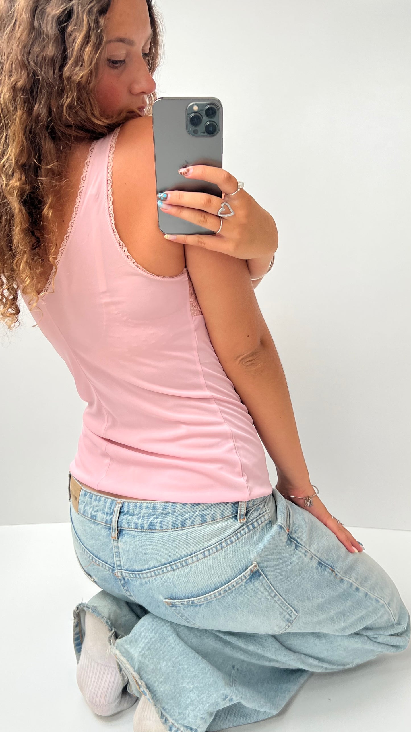 00s pink lace cami- size S