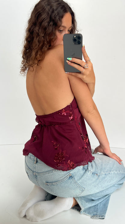 00s burgundy sequin cami- size M