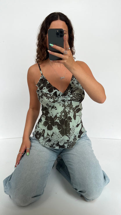 00s teal floral cami- size M