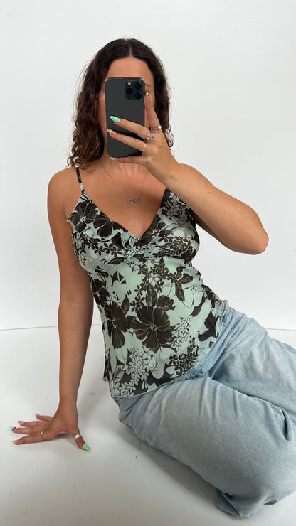 00s teal floral cami- size M
