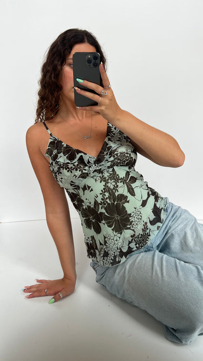 00s teal floral cami- size M