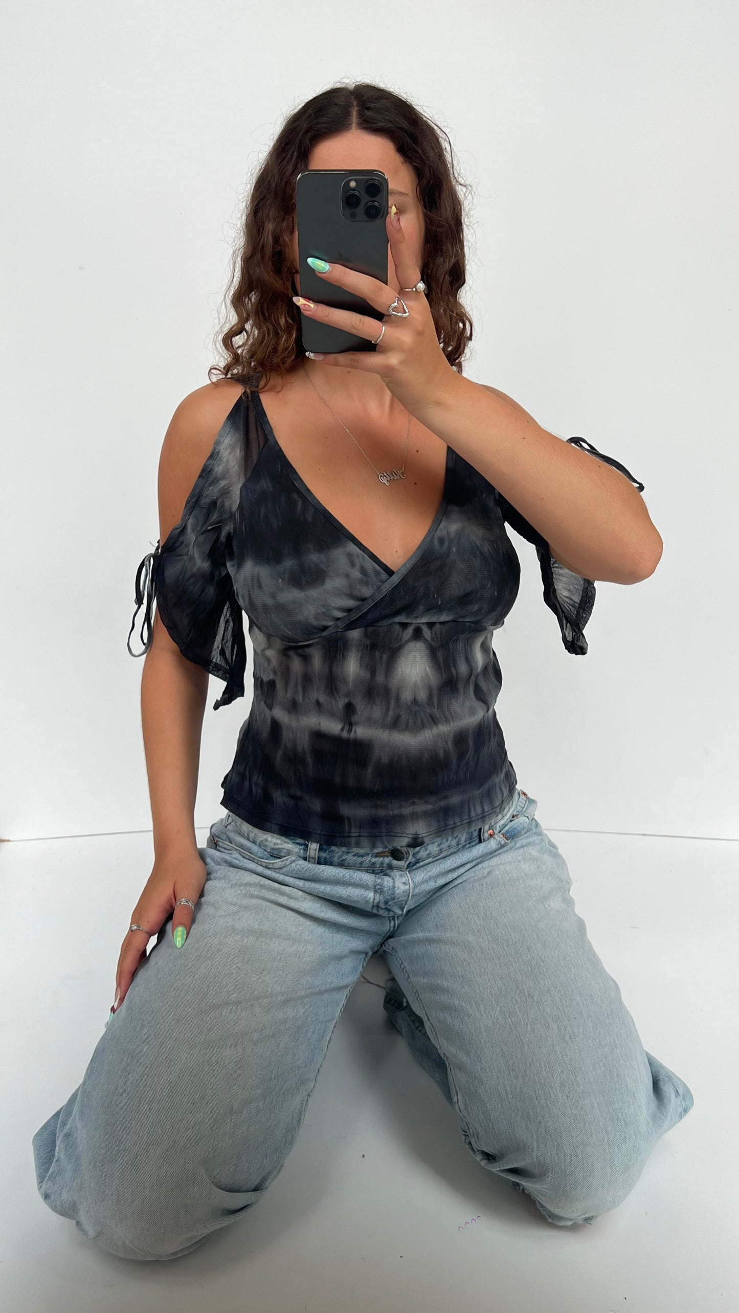 00s grey mesh top- size S
