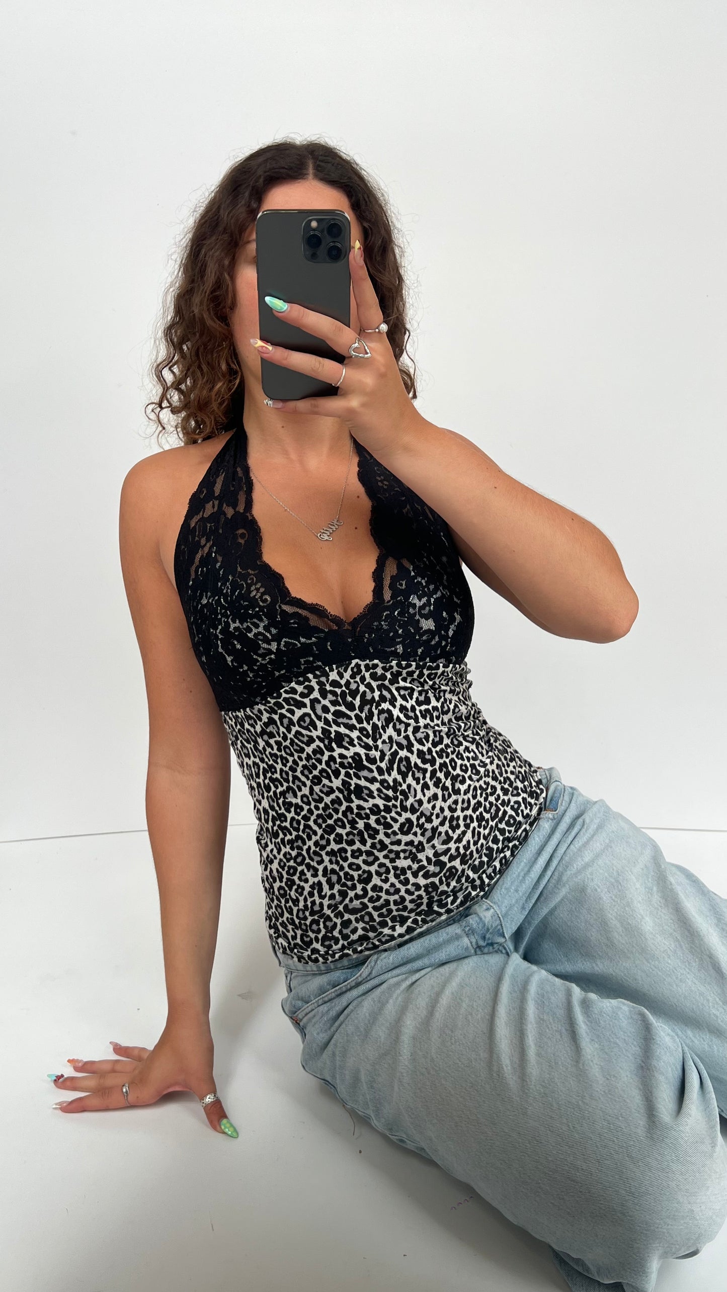 00s leopard print lace cami- size M