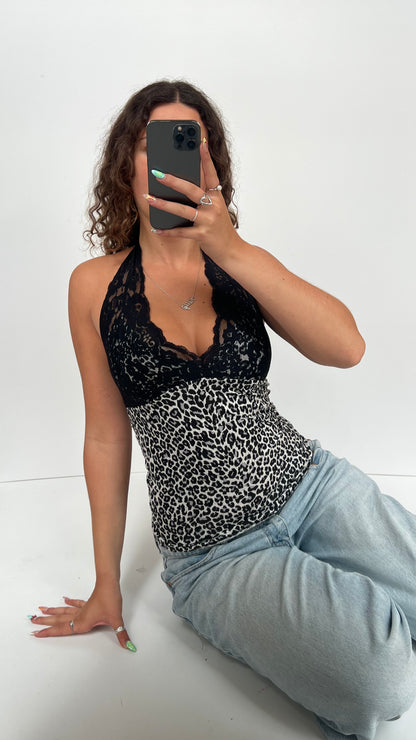 00s leopard print lace cami- size M