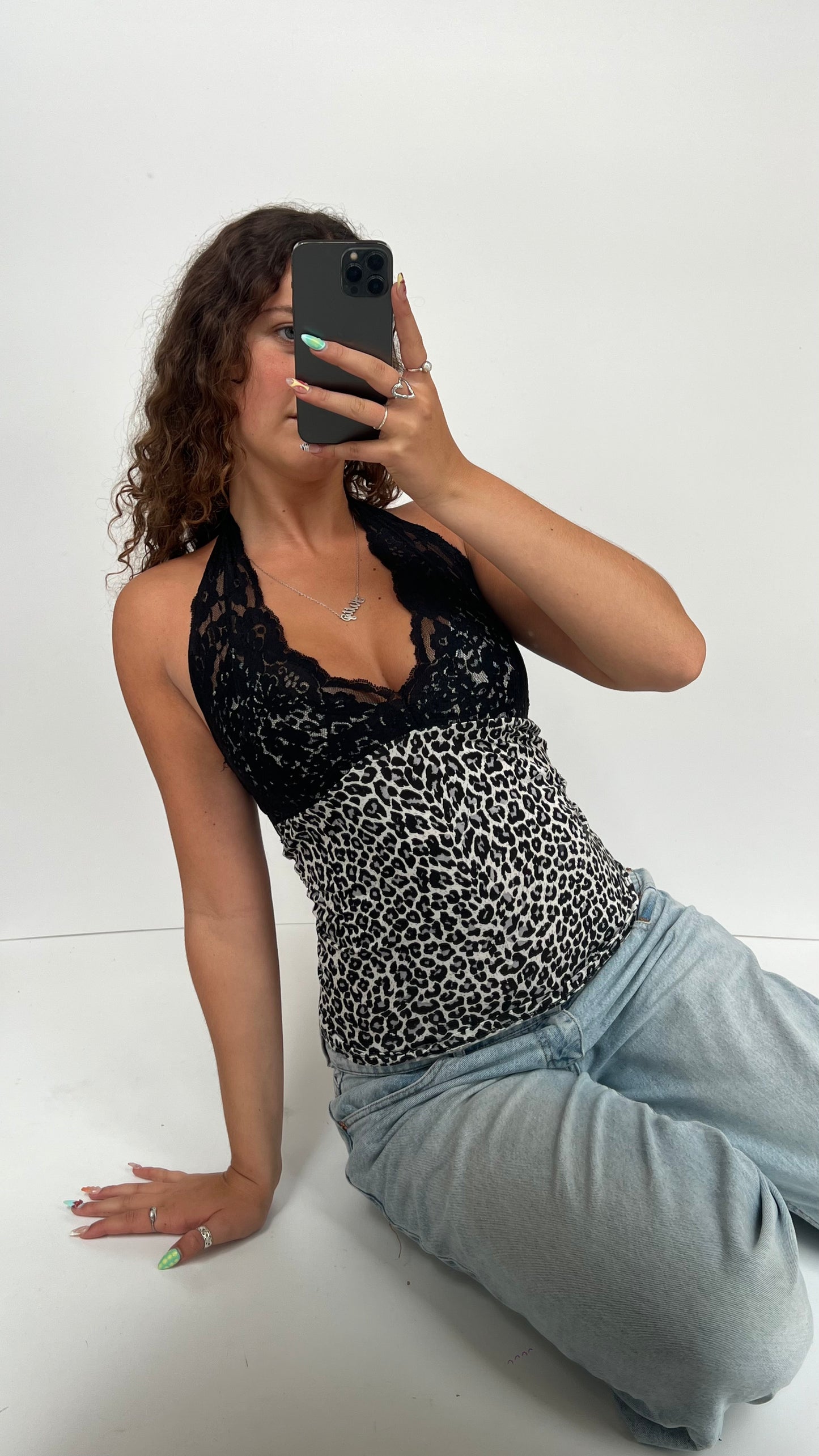 00s leopard print lace cami- size M