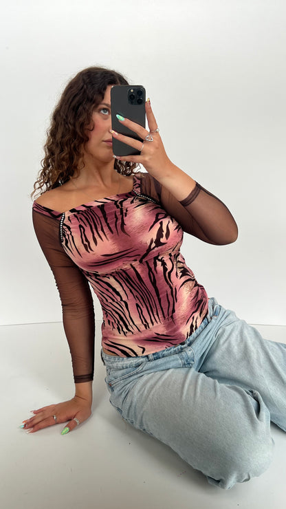 00s pink tiger top- size S