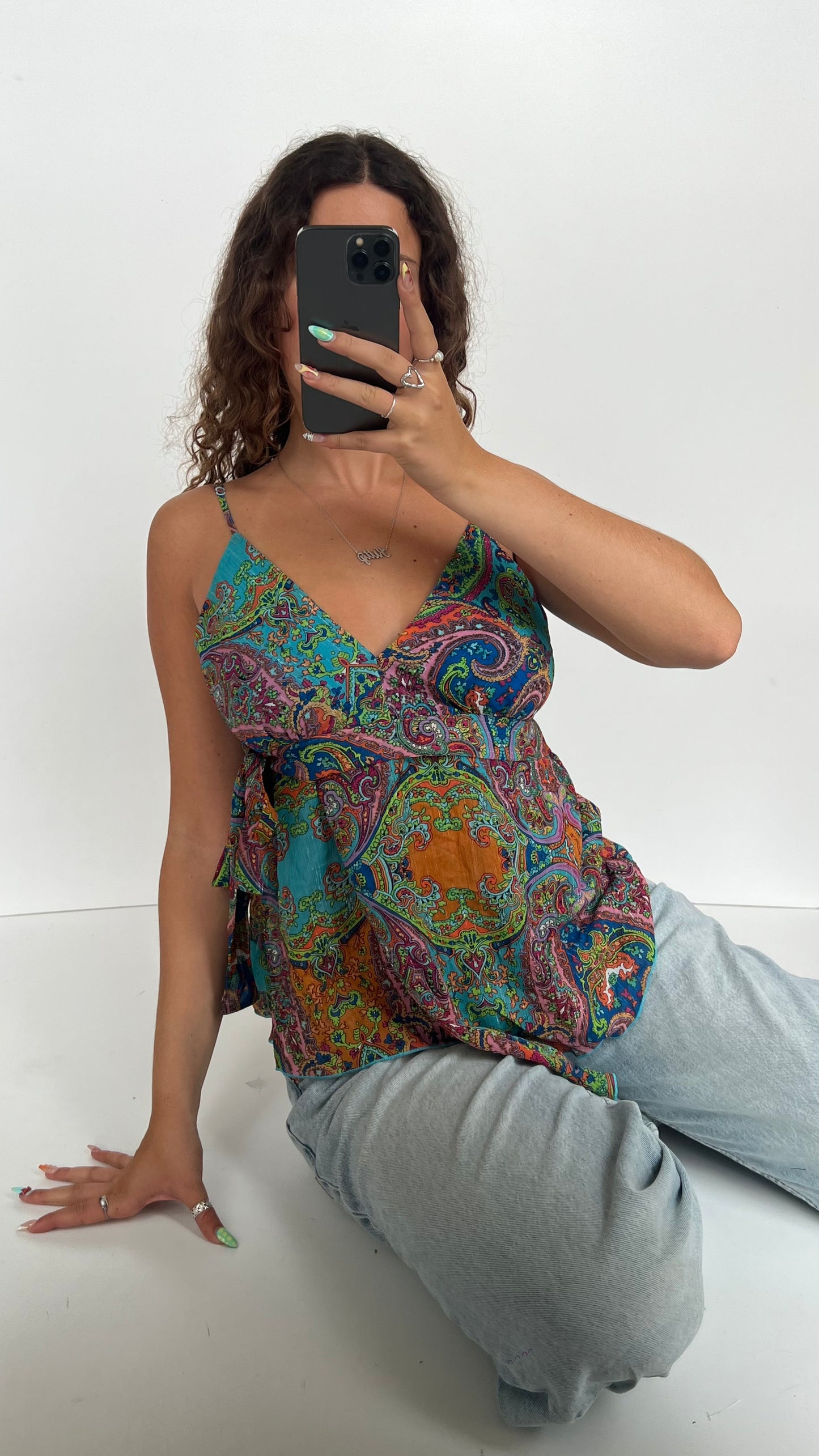 00s colourful paisley cami- size XL