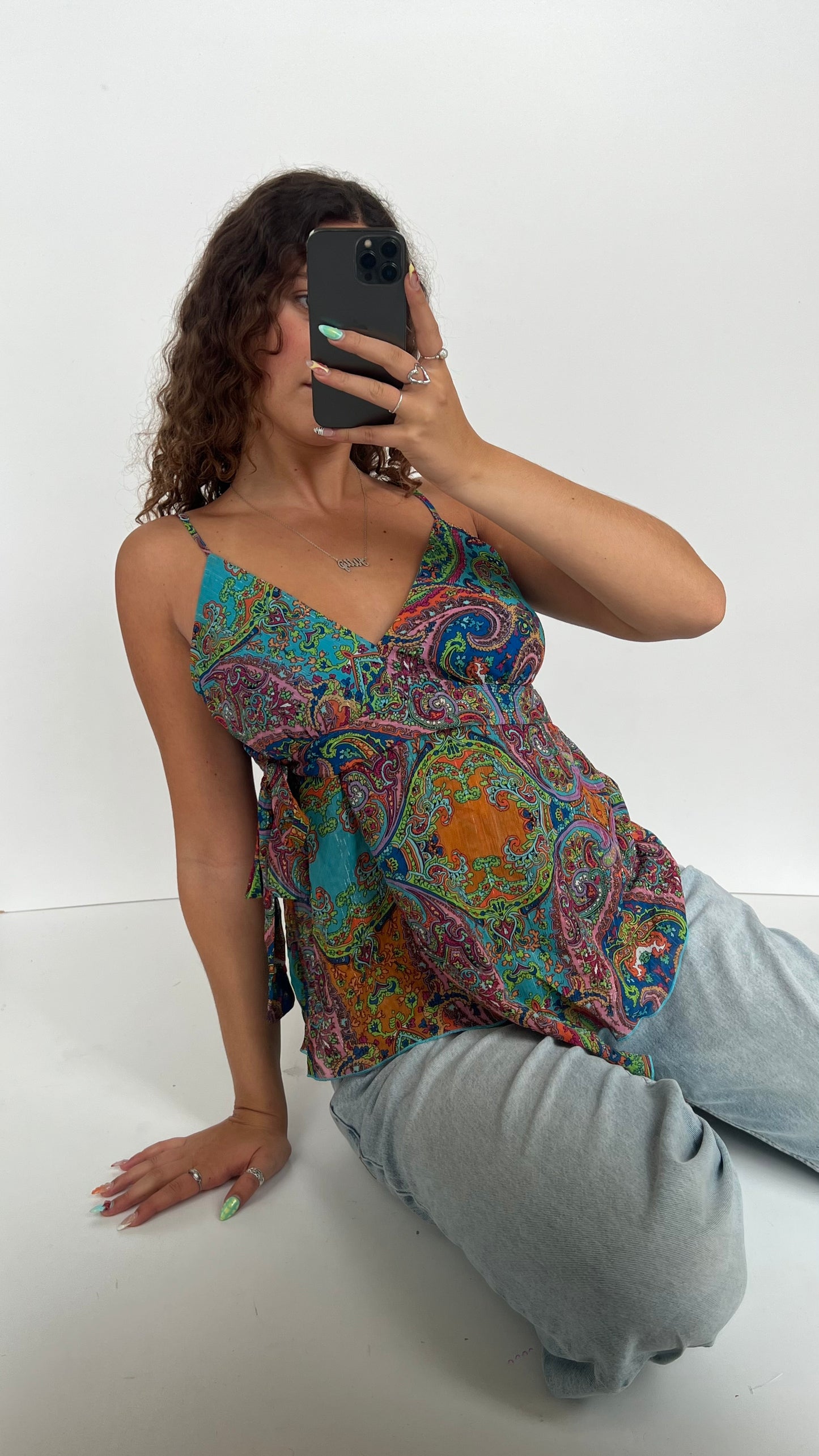 00s colourful paisley cami- size XL