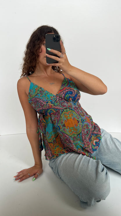 00s colourful paisley cami- size XL