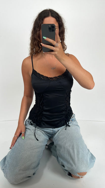 00s black silk cami- size M