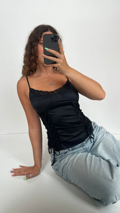 00s black silk cami- size M