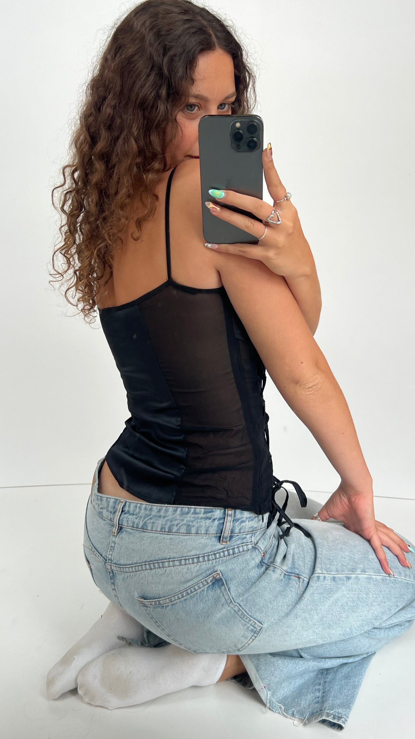 00s black silk cami- size M