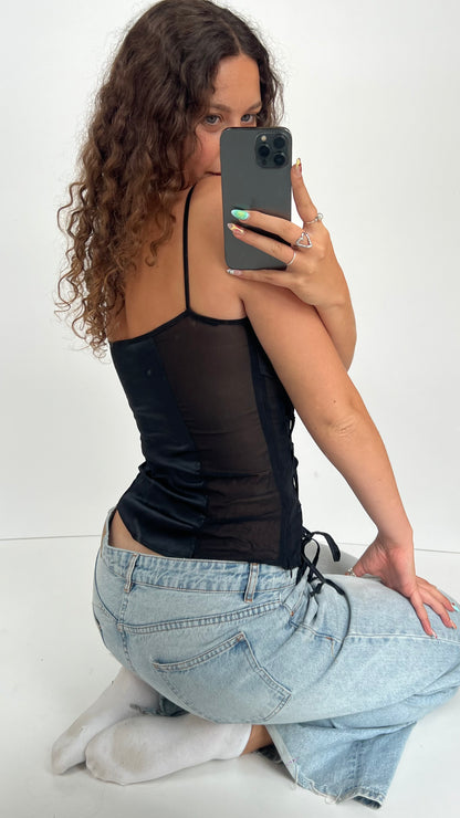 00s black silk cami- size M