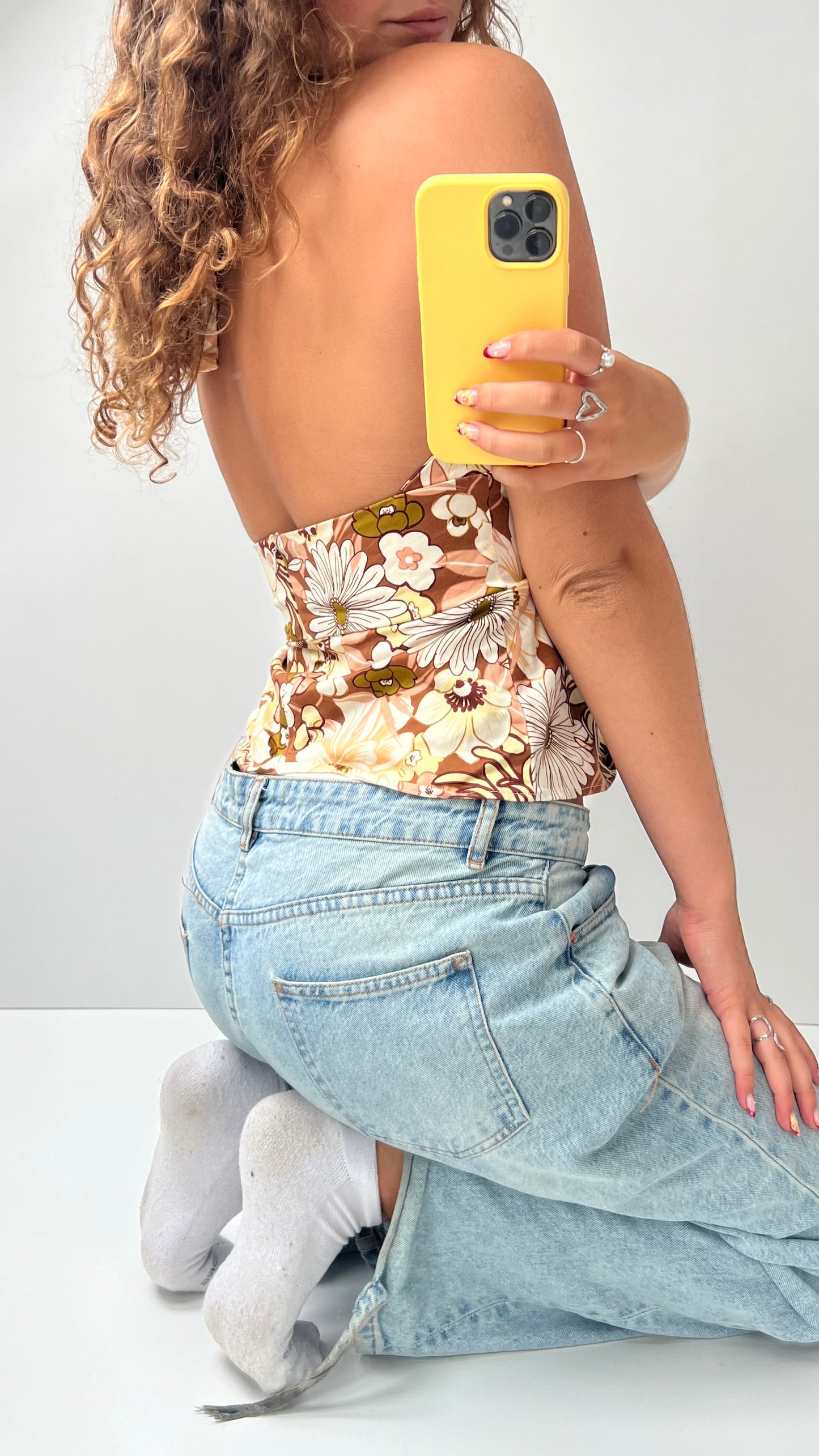 00s brown floral halter cami- size S/M