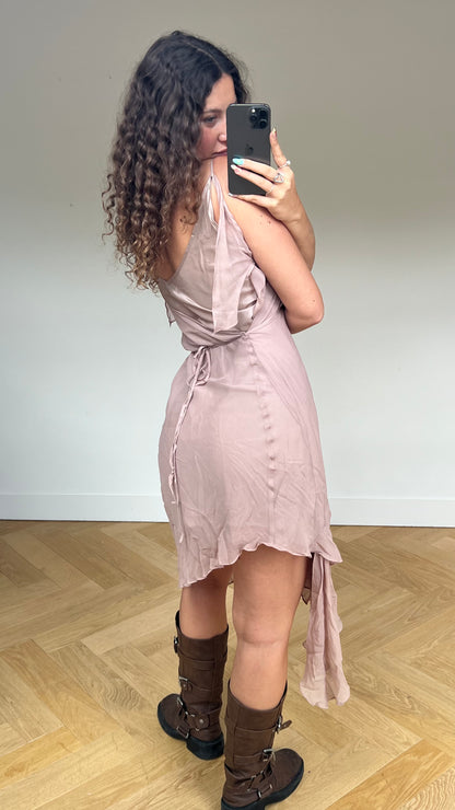 00s pink sequin beaded midi dress- size XL
