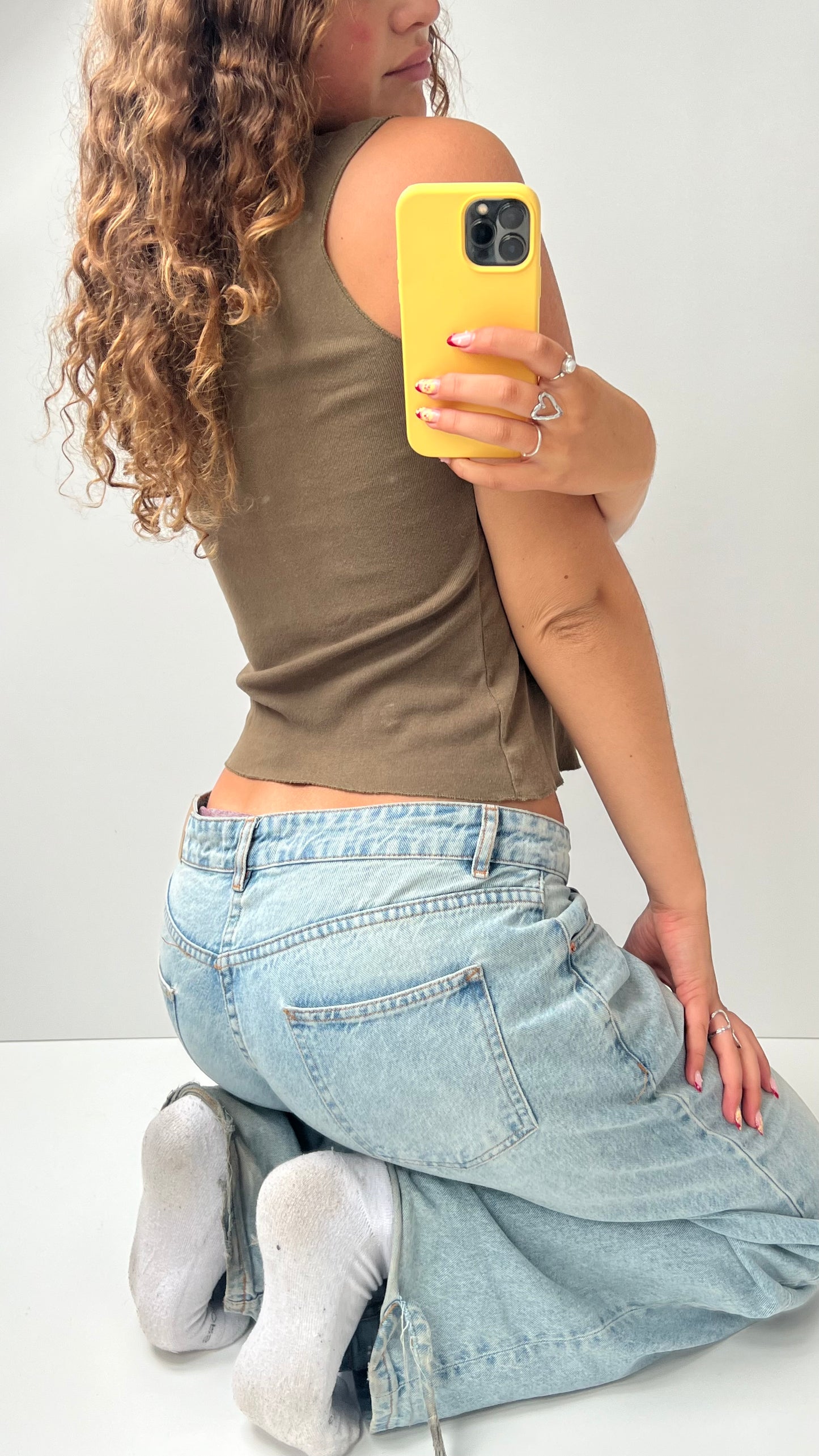 00s khaki gold tank top- size S