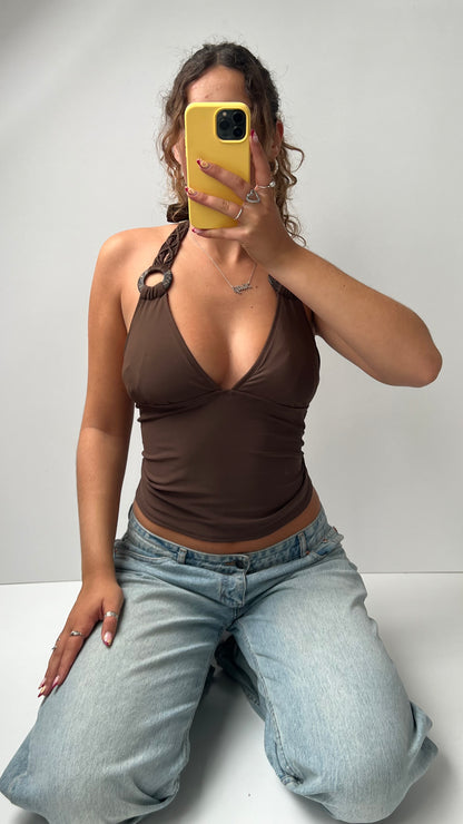 00s brown halter cami- size L