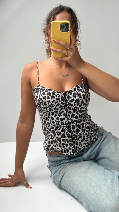 00s leopard print corset cami- size M