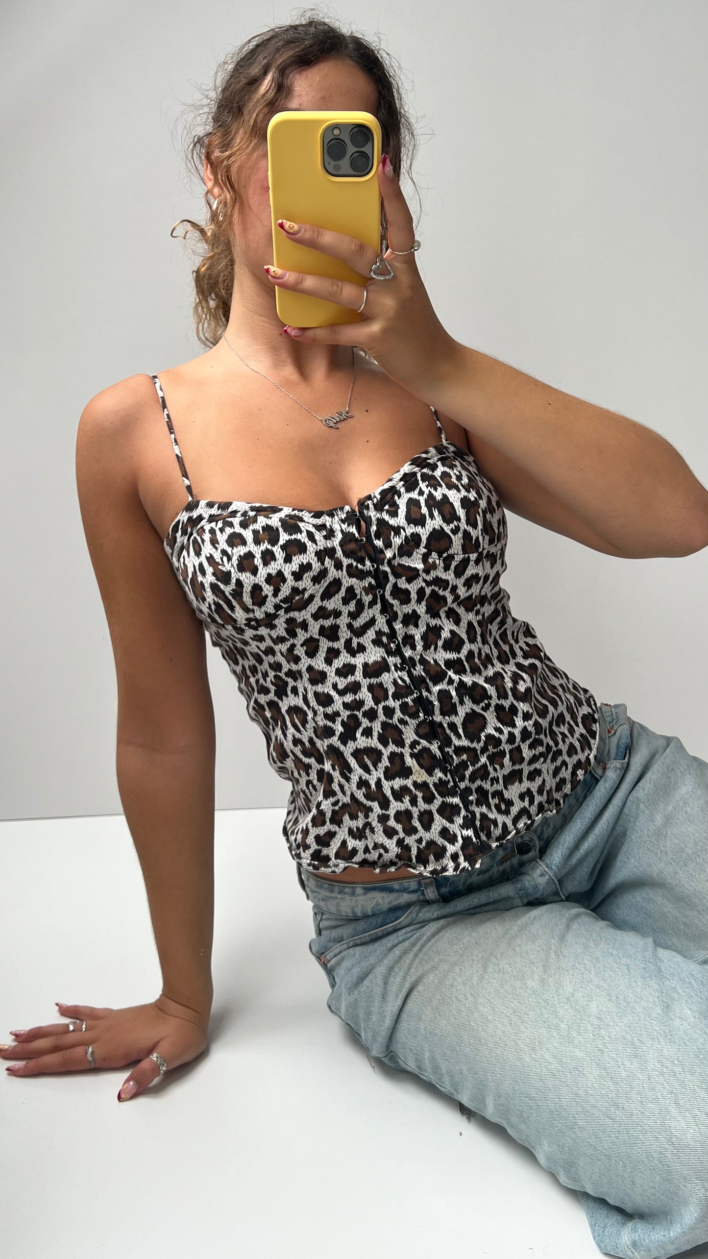 00s leopard print corset cami- size M