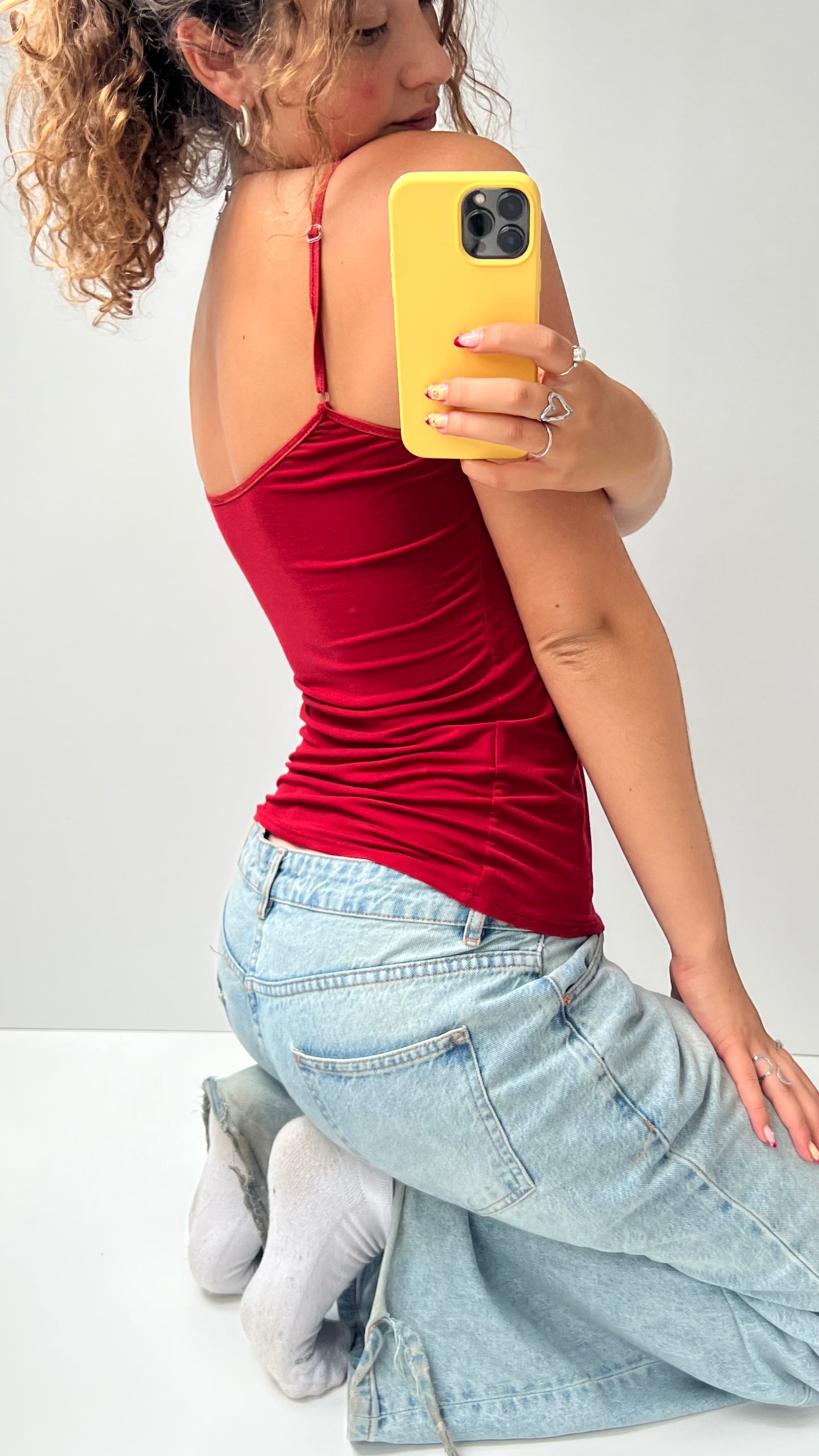 00s red beaded cami- size M