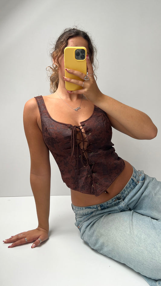 00s brown milkmaid cami- size S