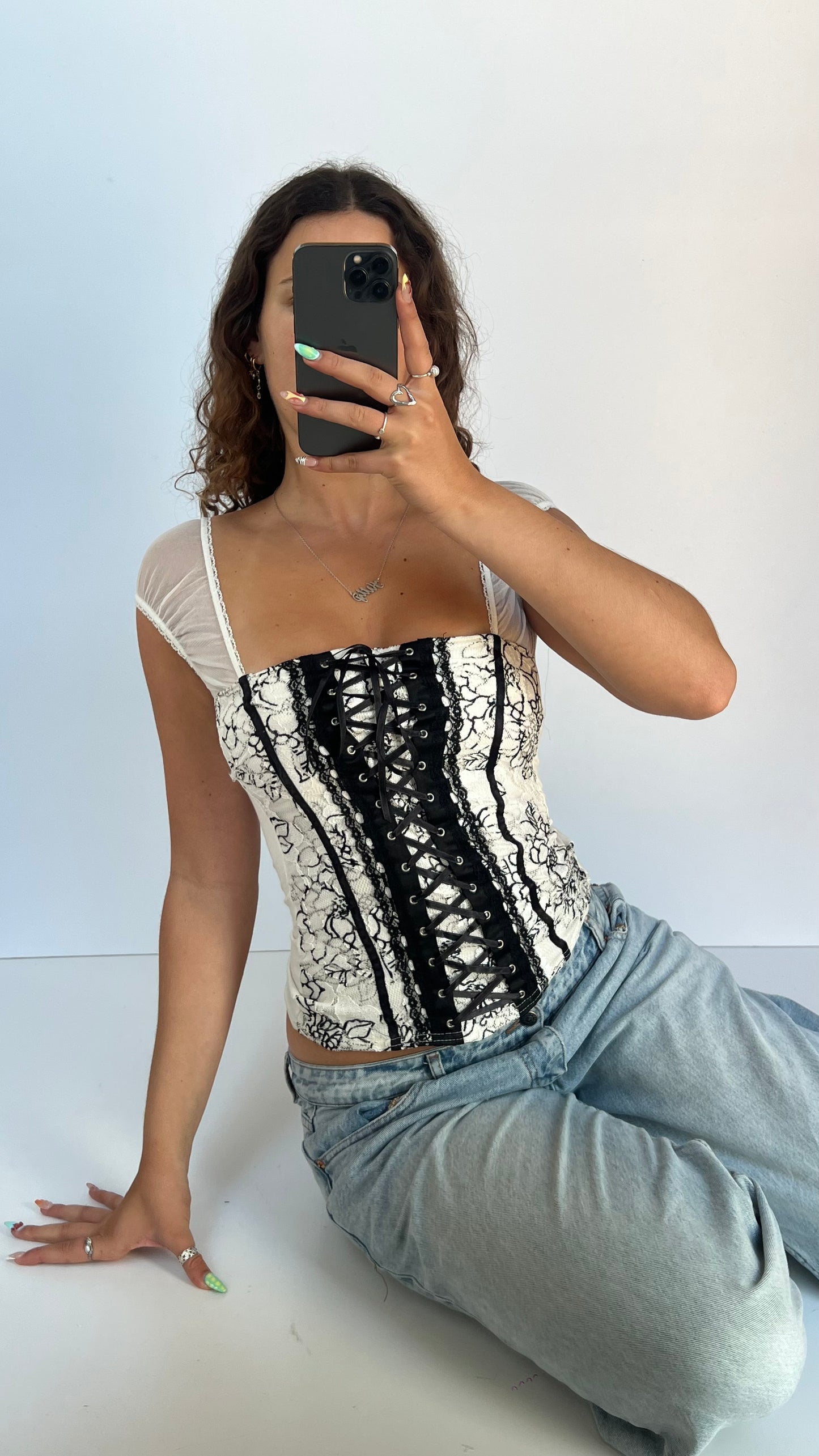 00s white corset cami- size S