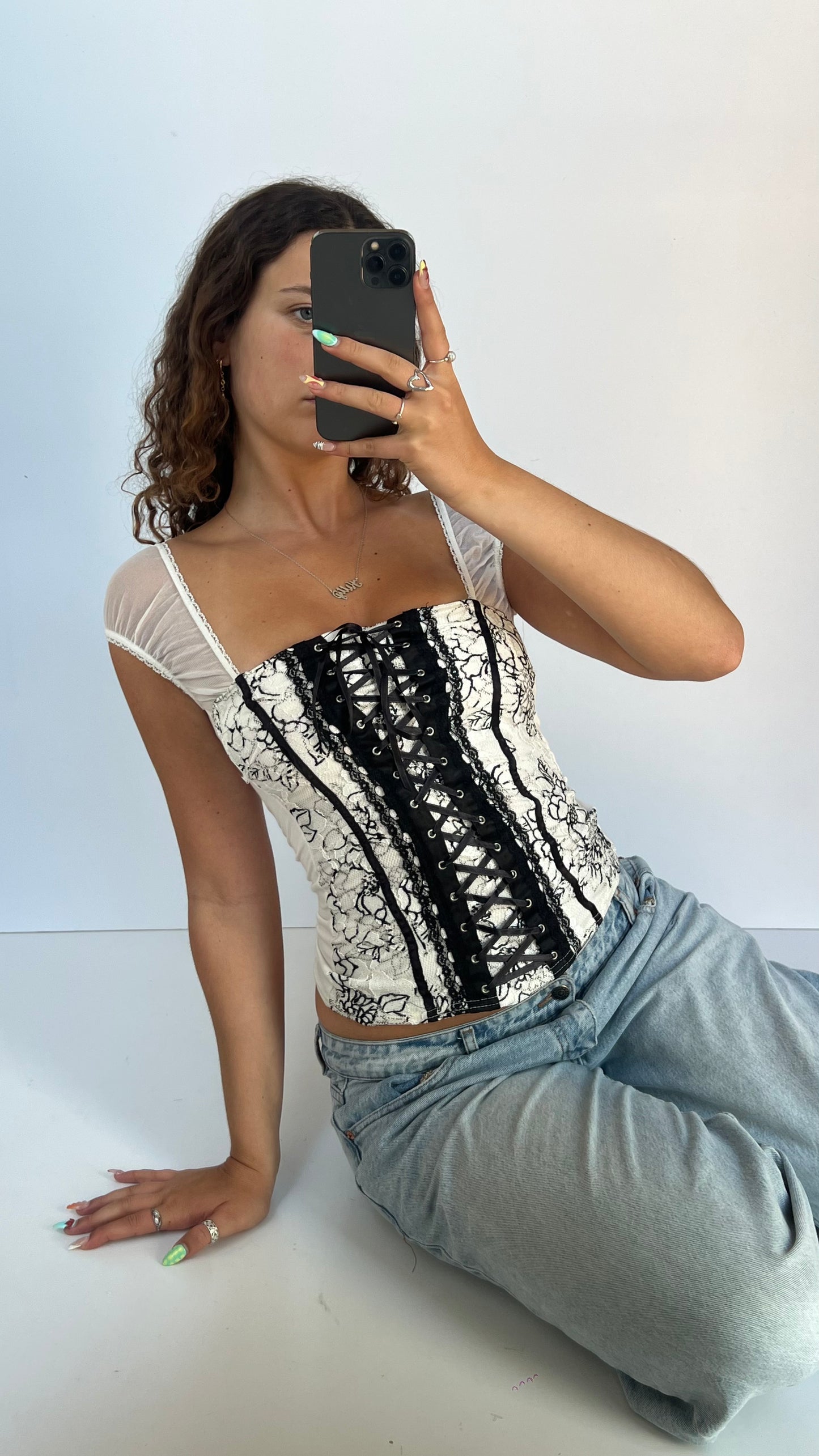 00s white corset cami- size S