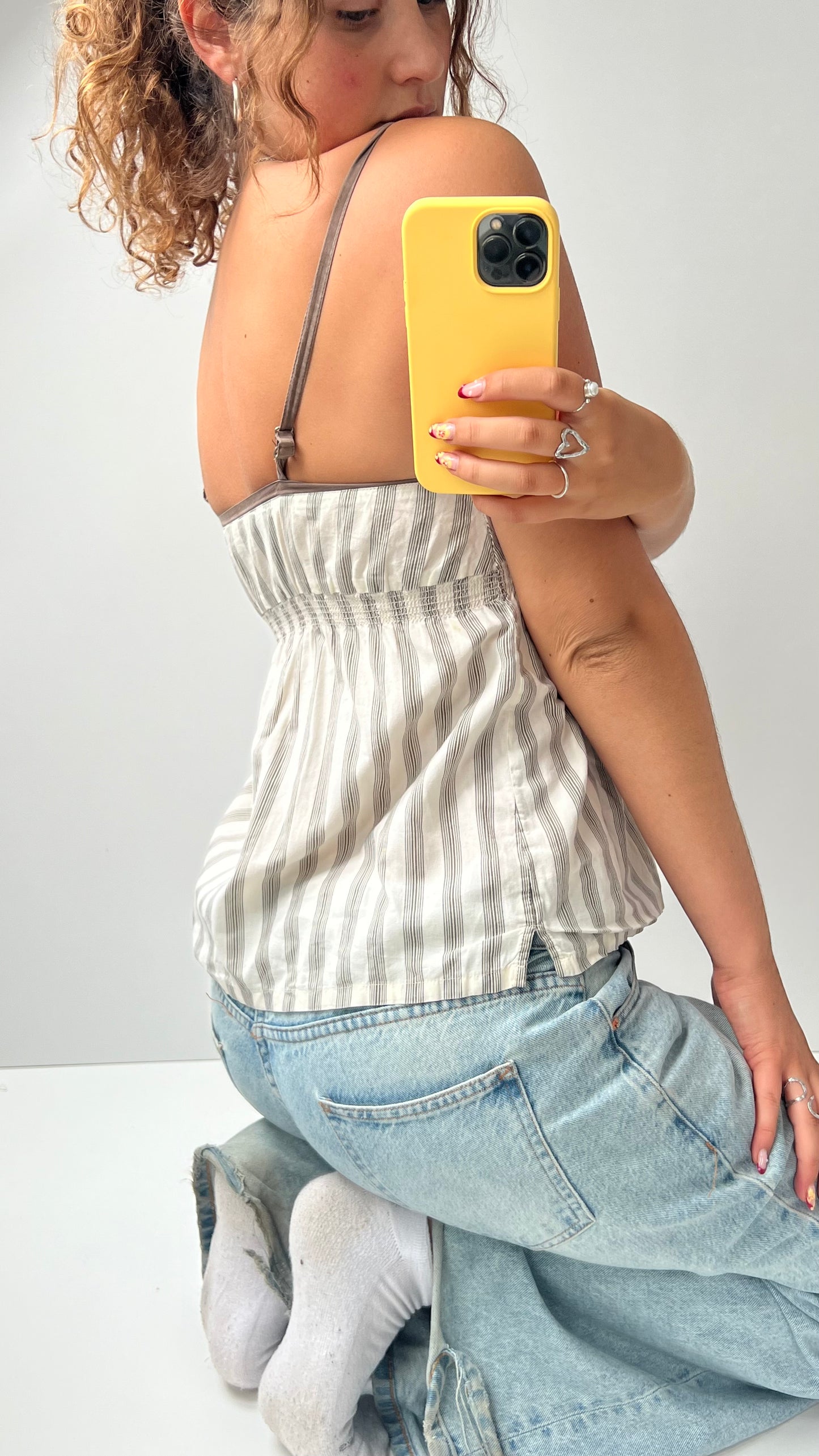 00s cream brown babydoll cami- size S