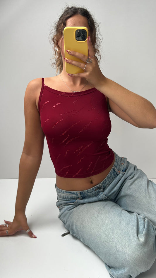 00s red glitter cami- size S