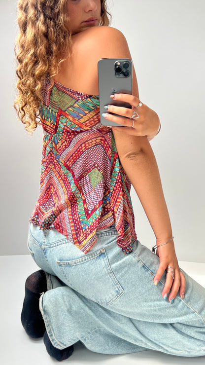 00s multicolour mesh babydoll cami- size M