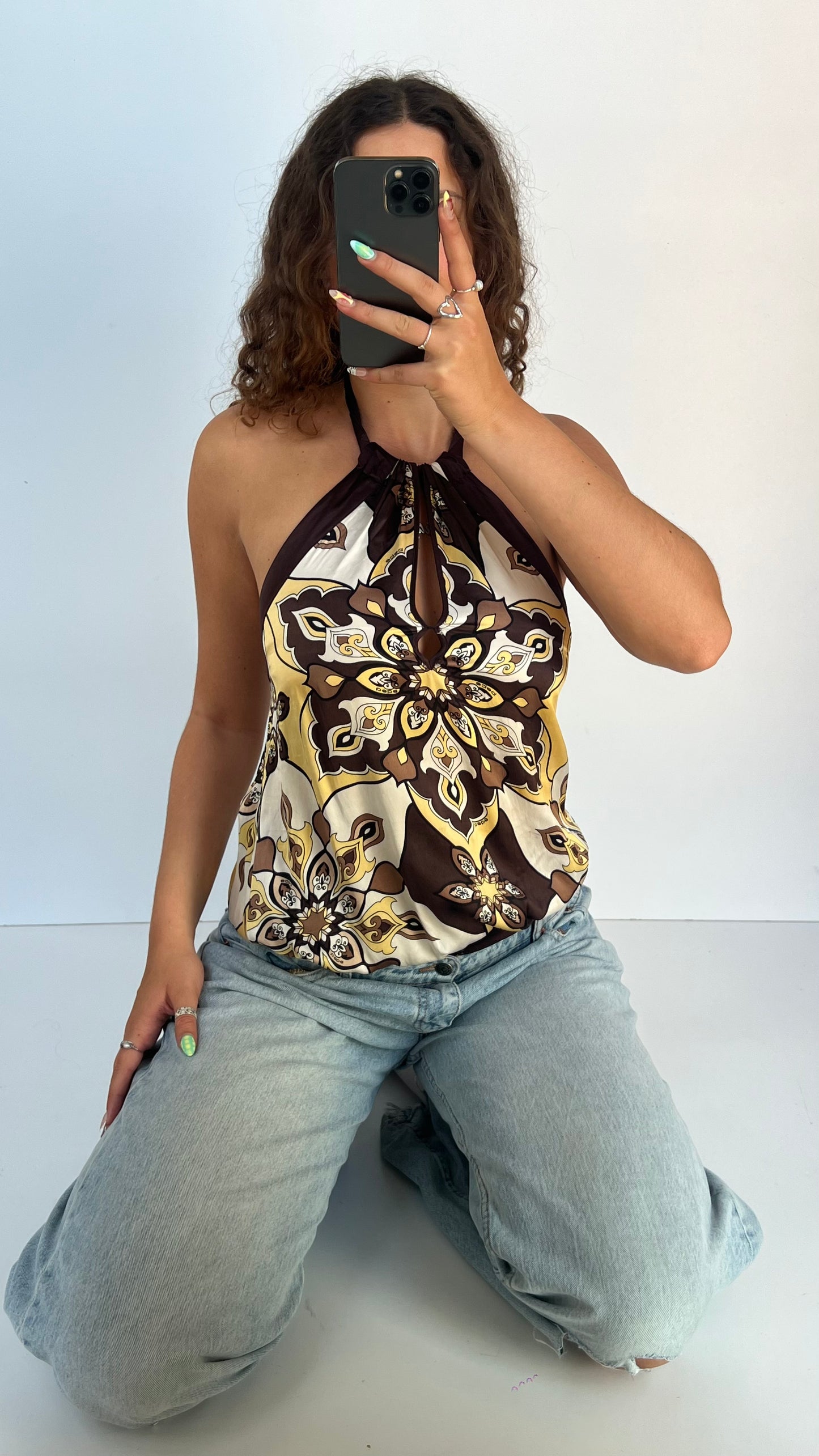 00s brown silk cami- size XS