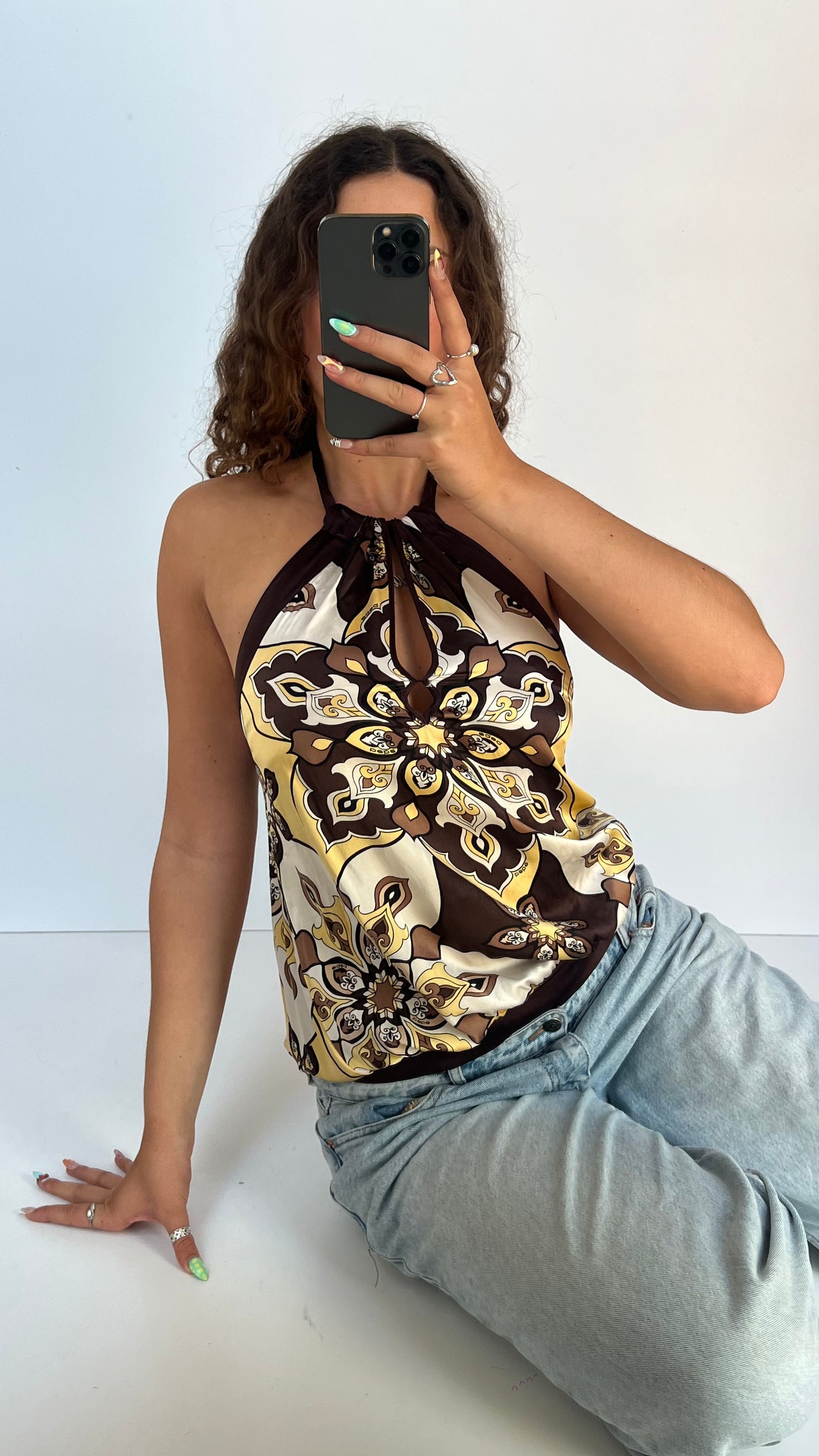 00s brown silk cami- size XS