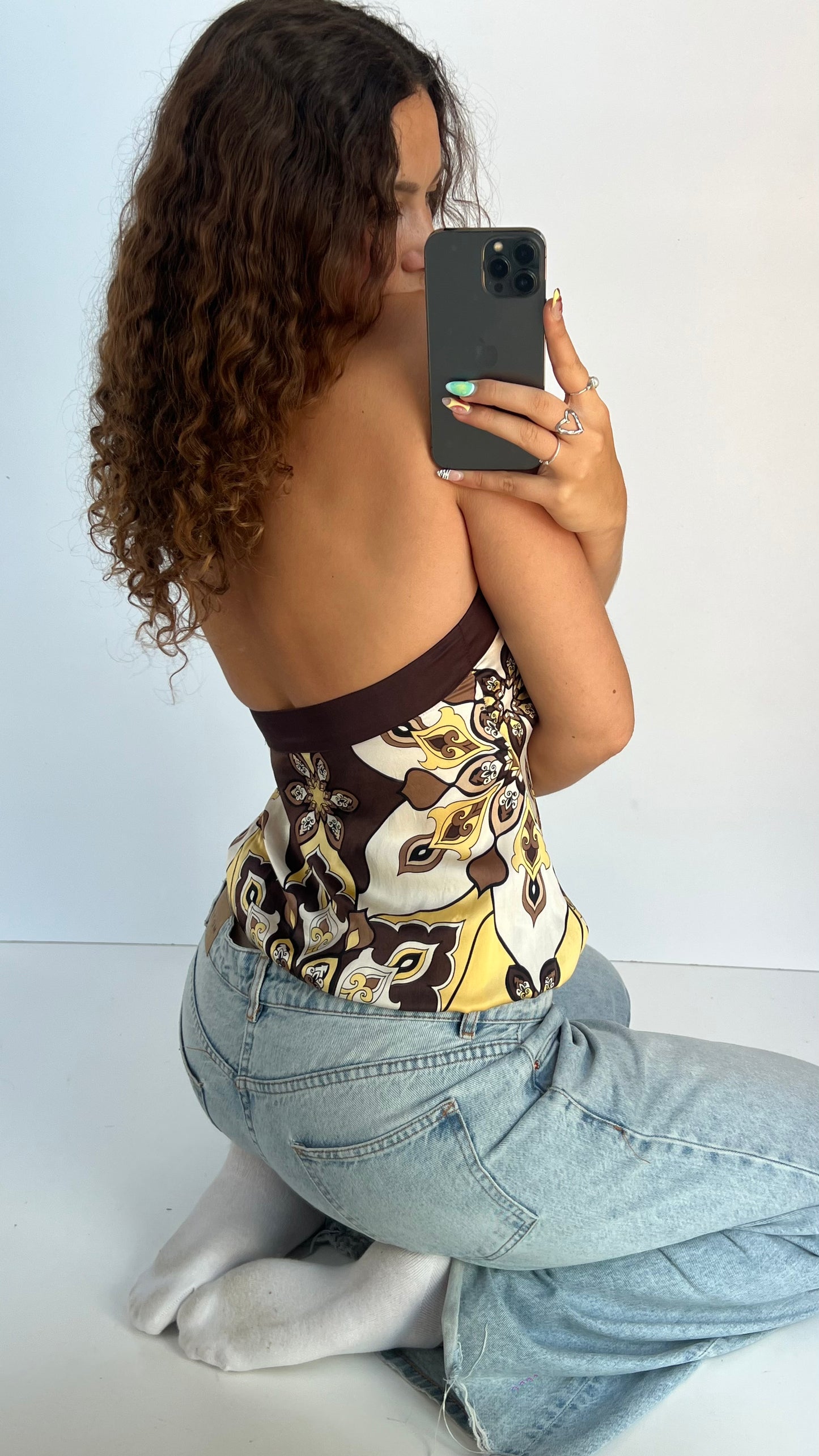 00s brown silk cami- size XS